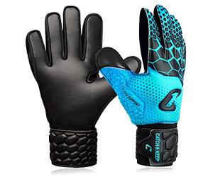 CATCH & KEEP Kralle Junior Pro 3.0 Goalkeeper Gloves - Child Goalkeeper Gloves - Falcon Grip Ultra Strong - Great Fit for Kids (4, Blue)