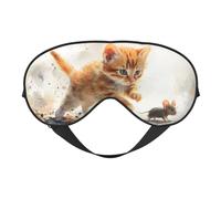 Catch Mice and Cats Print Sleep Mask with Adjustable Strap, Comfortable Eye Cover for Travel, Yoga, Napping, Sleeping & Relaxation