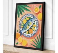 Catch of the Day Coastal Canvas Wall Art Print 24x16 Inch