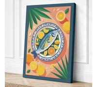 Catch of the Day Coastal Canvas Wall Art Print 30x20 Inch
