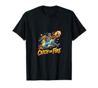 Catch The Fire Baseball Action Catcher Graphic T-Shirt