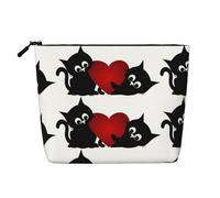 Catch The Love Valentine's Day Large Capacity Travel Makeup Bag for Women, Waterproof Single-Ply Imitation Hemp Portable Zipper Cosmetic Bag