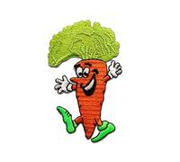 Catch the Patch Carrot Veggie Iron-on Patch 8 x 4,9 cm for Kids with Strawberry Banana Colourful Glitter, Velcro Patches Clothing Jeans Denim Birthday Gift