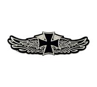 Catch the Patch Chopper Cross Biker Iron-on Patch 12,2 x 3,9 cm for Adults with Heavy Metal Festival Vintage Original, Velcro Patches Clothing Jeans Denim Birthday Gift