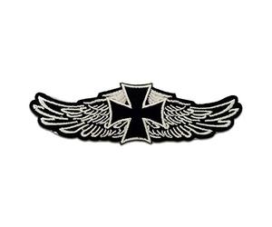 Catch the Patch Chopper Cross Biker Iron-on Patch 12,2 x 3,9 cm for Adults with Heavy Metal Festival Vintage Original, Velcro Patches Clothing Jeans Denim Birthday Gift