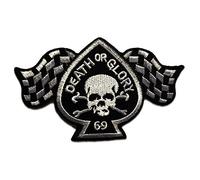 Catch the Patch Death Or Glory Biker Iron-on Patch 9,5 x 6,2 cm for Adults with Motorbike Easy Rider Vintage, Velcro Patches Clothing Jeans Denim Birthday Gift