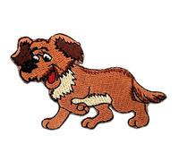 Catch the Patch Dog Iron-on Patches Animals 9,7 x 6 cm for Kids with Fabric Cotton Textile Original Quality, Sewable Adhesive Clothes Trousers Jeans Sew Repair Hole