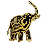 Catch the Patch Elephant Animal Thailand - Iron On Patches Adhesive Emblem Stickers Appliques, Size: 3.86 x 3.86 Inches, Color:Yellow