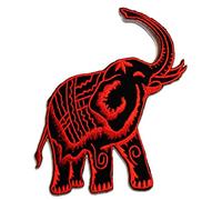 Catch the Patch Elephant Animal Thailand - Iron On Patches Adhesive Emblem Stickers Appliques, Size: 3.86 x 3.86 Inches, Color:red