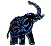Catch the Patch Elephant Animal Thailand - Iron On Patches Adhesive Emblem Stickers Appliques, Size: 3.86 x 3.86 Inches, Color:Blue