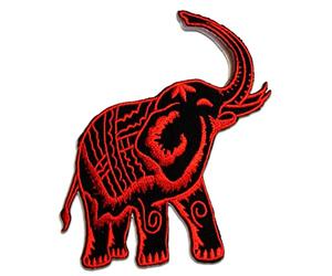 Catch the Patch Elephant Animal Thailand - Iron On Patches Adhesive Emblem Stickers Appliques, Size: 3.86 x 3.86 Inches, Color:red