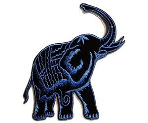 Catch the Patch Elephant Animal Thailand - Iron On Patches Adhesive Emblem Stickers Appliques, Size: 3.86 x 3.86 Inches, Color:Blue