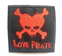 Catch the Patch Love Pirate Iron-on Patch 7,9 x 8 cm for Kids with Caribbean Treasure Vintage Authentic, Velcro Patches Clothing Jeans Denim Birthday Gift