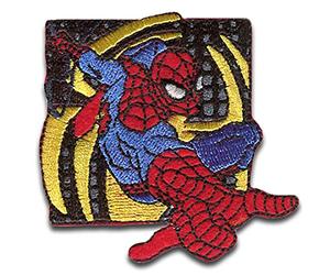 Catch the Patch Marvel © Spiderman Comic Spider's Web - Yellow Square, Rectangle Retro Embroidered Patch - 6.5 x 6.6 cm - 1 Patch