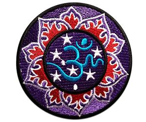 Catch the Patch Om Symbol Meditation Iron-on Patches Yoga 7,5 x 7,5 cm for Adults with Fabric Cotton Textile Original Quality, Buddha Mandala Clothes Trousers Jeans Custom Adhesive