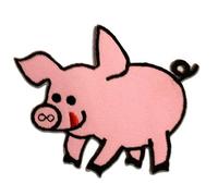 Catch the Patch Pig Iron-on Patches Animals 9,5 x 7,1 cm for Kids with Fabric Cotton Textile Original Quality, Dog Cat Adhesive Clothes Trousers Jeans Sew Repair