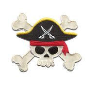 Catch the Patch Pirate Logo Iron-on Patch 5,9 x 6,9 cm for Kids with Caribbean Treasure Vintage Authentic, Velcro Patches Clothing Jeans Denim Birthday Gift