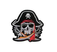 Catch the Patch Pirate Skull Iron-on Patch 7 x 7,4 cm for Kids with Caribbean Treasure Vintage Authentic, Velcro Patches Clothing Jeans Denim Birthday Gift