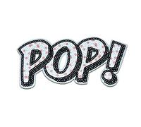 Catch the Patch Pop Comic Iron-on Patch 20,2 x 9 cm for Girls Adults with Girly Sequins Glitter Glamour, Velcro Patches Clothing Jeans Denim Birthday Gift