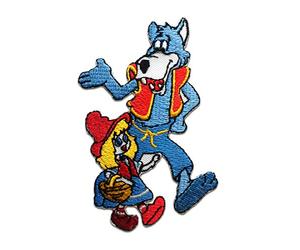 Catch the Patch Red Riding Hood Wolf Iron-on Patches Animals 8,9 x 5,9 cm for Kids with Fabric Cotton Textile Original Quality, Dog Cat Adhesive Clothes Trousers Jeans Sew Repair