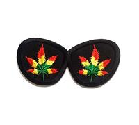 Catch the Patch Reggae Style Glasses Cannabis Marijuana Iron-on Patches Statement 10,5 x 4,9 cm for Adults with Fabric Cotton Textile Original Quality