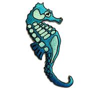 Catch the Patch Seahorse Iron-on Patches Sealife 4,5 x 10,4 cm for Kids with Fabric Cotton Textile Original Quality, Shark Dolphin Adhesive Clothes Trousers Jeans Sew Repair