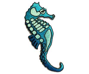 Catch the Patch Seahorse Iron-on Patches Sealife 4,5 x 10,4 cm for Kids with Fabric Cotton Textile Original Quality, Shark Dolphin Adhesive Clothes Trousers Jeans Sew Repair