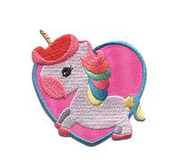 Catch the Patch Unicorn Heart Colourful Iron-on Patches Fantasy 6,3 x 6,7 cm for Kids Girls with Fabric Cotton Textile Original Quality, Magic Princess Clothes Trousers Jeans Sew Repair