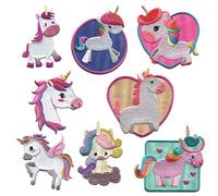Catch the Patch Unicorn Iron-on Patches Fantasy Set of 8 for Kids Girls with Fabric Cotton Textile Original Quality, Magic Princess Clothes Trousers Jeans Sew Repair