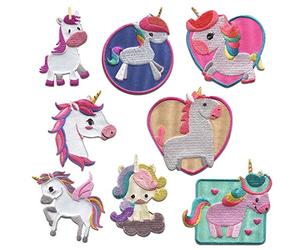 Catch the Patch Unicorn Iron-on Patches Fantasy Set of 8 for Kids Girls with Fabric Cotton Textile Original Quality, Magic Princess Clothes Trousers Jeans Sew Repair