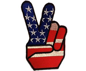 Catch the Patch USA Victory Peace Iron-on Patches Peace 6,2 x 8 cm for Adults with Fabric Cotton Textile Original Quality
