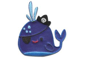 Catch the Patch Whale Pirate Hat Iron-on Patch 5,7 x 6,8 cm for Kids with Caribbean Treasure Vintage Authentic, Velcro Patches Clothing Jeans Denim Birthday Gift