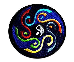 Catch the Patch Yin Yang Iron-on Patches Yoga 8 x 8 cm for Adults with Fabric Cotton Textile Original Quality, Buddha Mandala Clothes Trousers Jeans Custom Adhesive