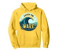 Catch The Wave: Surfer's Ocean Adventure Pullover Hoodie, Adult Unisex, Lemon, S