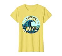 Catch The Wave: Surfer's Ocean Adventure T-Shirt, Women, Lemon, M