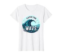 Catch The Wave: Surfer's Ocean Adventure T-Shirt, Women, White, 3XL