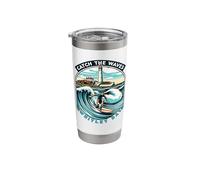 Catch The Waves Whitley Bay Surfing Lighthouse Stainless Steel Insulated Tumbler