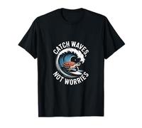 Catch Waves Not Worries Turtle Surf Retro Sea T-Shirt