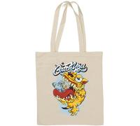 Catch You Cartoon Monster Eating Alien UFO Natural Cotton Tote Bag White
