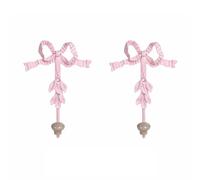 CatchDragon 2 Pack Shabby Chic Cute Pink Bow Wall Hook,Decorative Bow Metal Wall Hooks with Screws for Coat, Key, Towel, Bags,Purse (Pink-2pc)