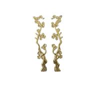 CatchDragon Brass Cabinet Knobs and Handles 2 Pack, Decorative Gold Floral Drawer Dresser Knobs and Pulls for Cabinets Drawers Dresser Laundry Room Kitchen (F)