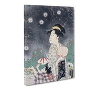Catching Fireflies By Eishosai Choki Canvas Print | Gallery Wrapped 30mm Frame Wall Art | 30x20 inches | Ready to Hang | Asian Picture | Living Room Bedroom Lounge Office