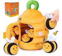 CATCHLUCK Baby Bee Toys 6-12 Months, Fun Beehive with 5 Stuffed Sensory Bees, Rattle, Crinkle, Mirror, Montessori Toys for Babies Toddlers 1-3, Infant Toy Baby Shower Birthday Gifts