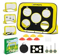 CATCHLUCK Football Goal for the Garden Kids Football Net 3 In 1 Pop Up Target Goal Foldable Indoor Goals with Training Equipment and Carry Bag, Yellow
