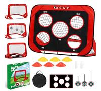 CATCHLUCK Football Goals for the Garden Kids Football Net 3 In 1 Pop Up Target Goal Foldable Indoor Goals with Training Equipment, Red
