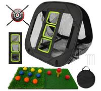 CATCHLUCK Golf Nets for Garden, Golf Chipping Net 5 Modes Pop Up Practice Net with Mat, 12 Foam Balls, Carry Bag and Target, Black