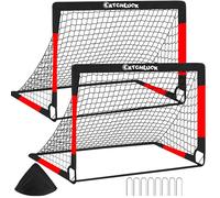 CATCHLUCK Kids Football Goals Set fo 2 Pop Up Goal Football Nets for the Garden 4FT x 3FT Outdoor Training Goal Post with Carry Bag, Red
