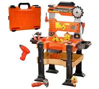 CATCHLUCK Kids Tool Box Tool Bench Set with Realistic Electric Drill, Kids Workbench & Tool Box in One Design, Toys for 3 4 5 6 Year Old Boys