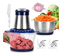 CATCHLUCK Mini Chopper Food Processor with 2 Bowls (Glass & Stainless Steel), 2 Blades - Powerful Kitchen Machine for Chopping, Blending, Grinding