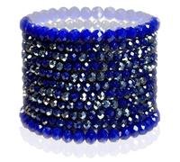 CATCHY & CRAFTY Bracelet Crystal Stretch Stackable Layering Colorful Statement Bracelets Women Glass Beaded Boho Friendship Mothers Day Gift, 6~7 inches, Crystal Glass Bead, no gemstone